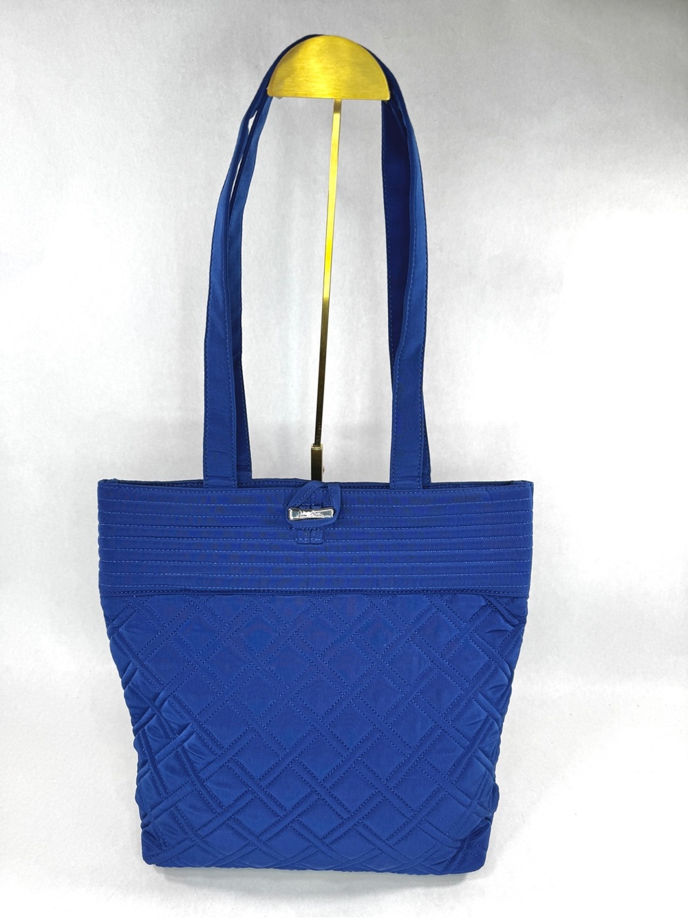 Vera Bradley Cobalt Blue Quilted Tote Bag Shoulder Purse Large Floral Lining